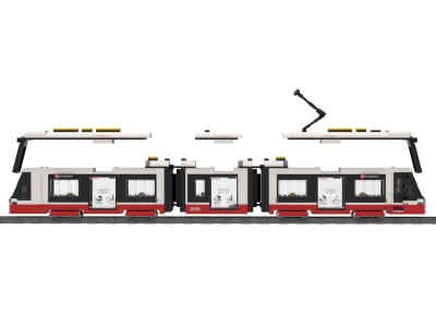 My MOC City 0719 Straßenbahn Seitenansicht mit abnehmbaren Dächern