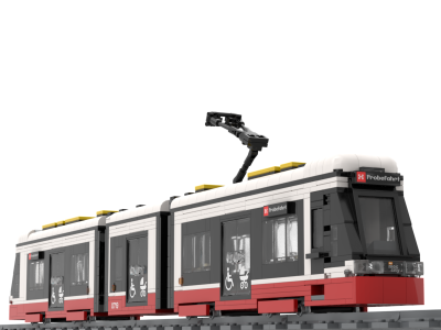My MOC City Straßenbahn auf Schienenkreis