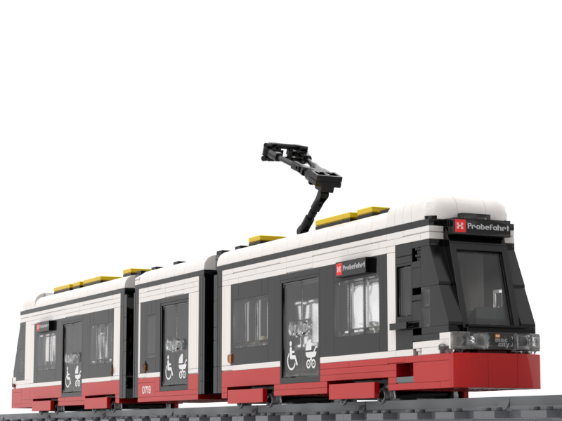 My MOC City Straßenbahn auf Schienenkreis
